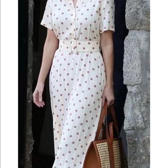 New Zara SS19 Long Polka Dot Dress Maxi Long Belt - Picture 2 of 5